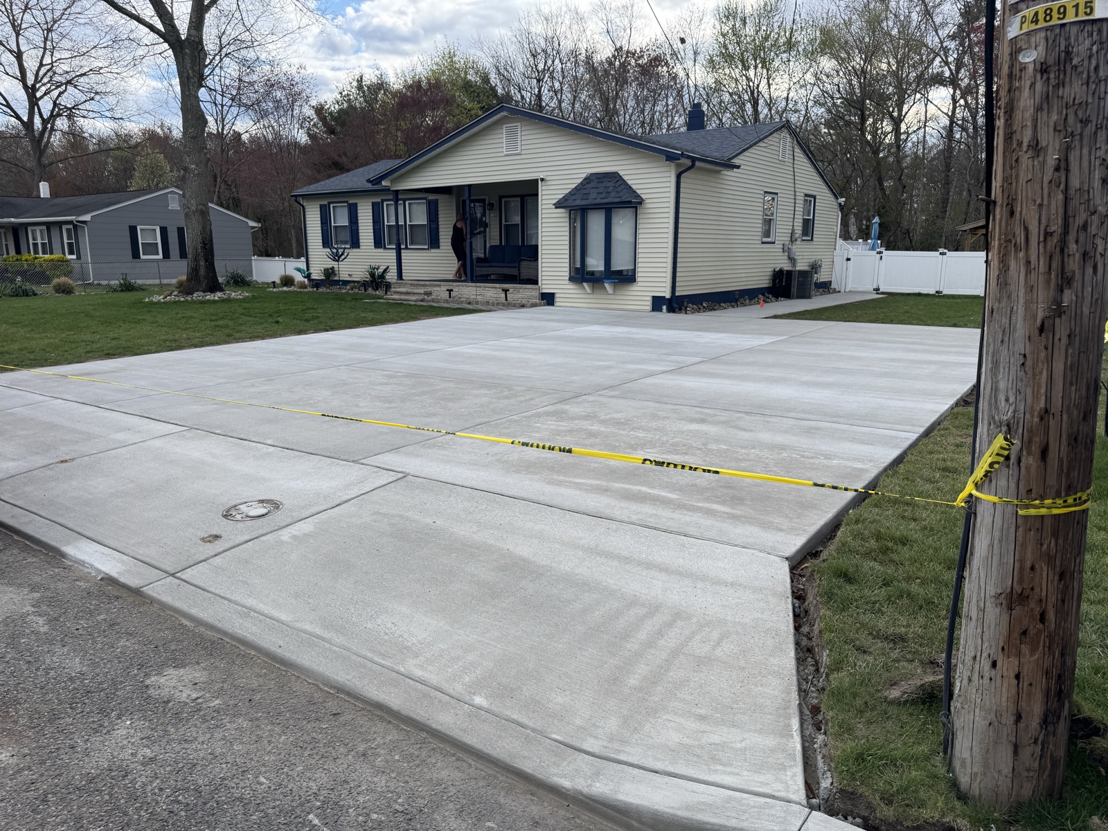 Concrete driveway formed and poured